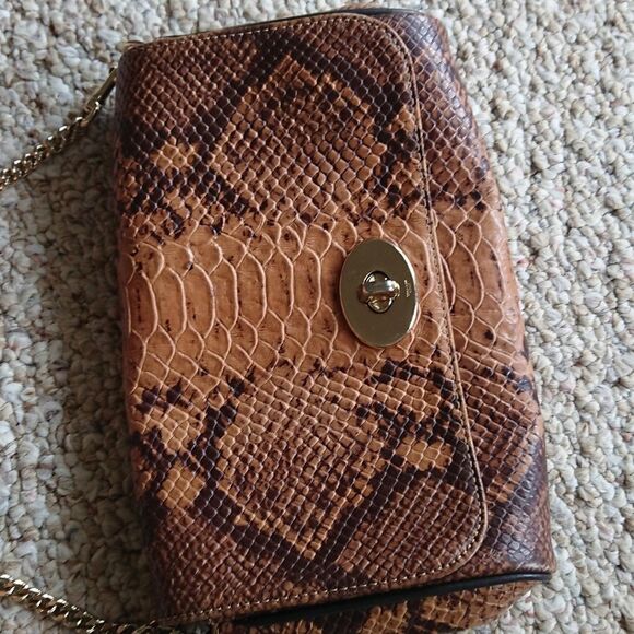 Coach Brown/Beige Python Embossed Leather Mini Ruby Bag - Picture 5 of 12